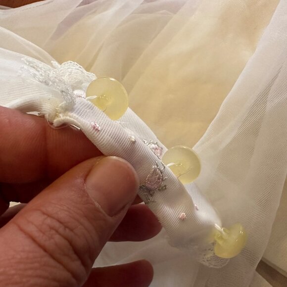 Gotham Jr. Vintage Nylon Sleep Gown White Florals Lace sz 7 - Picture 10 of 10